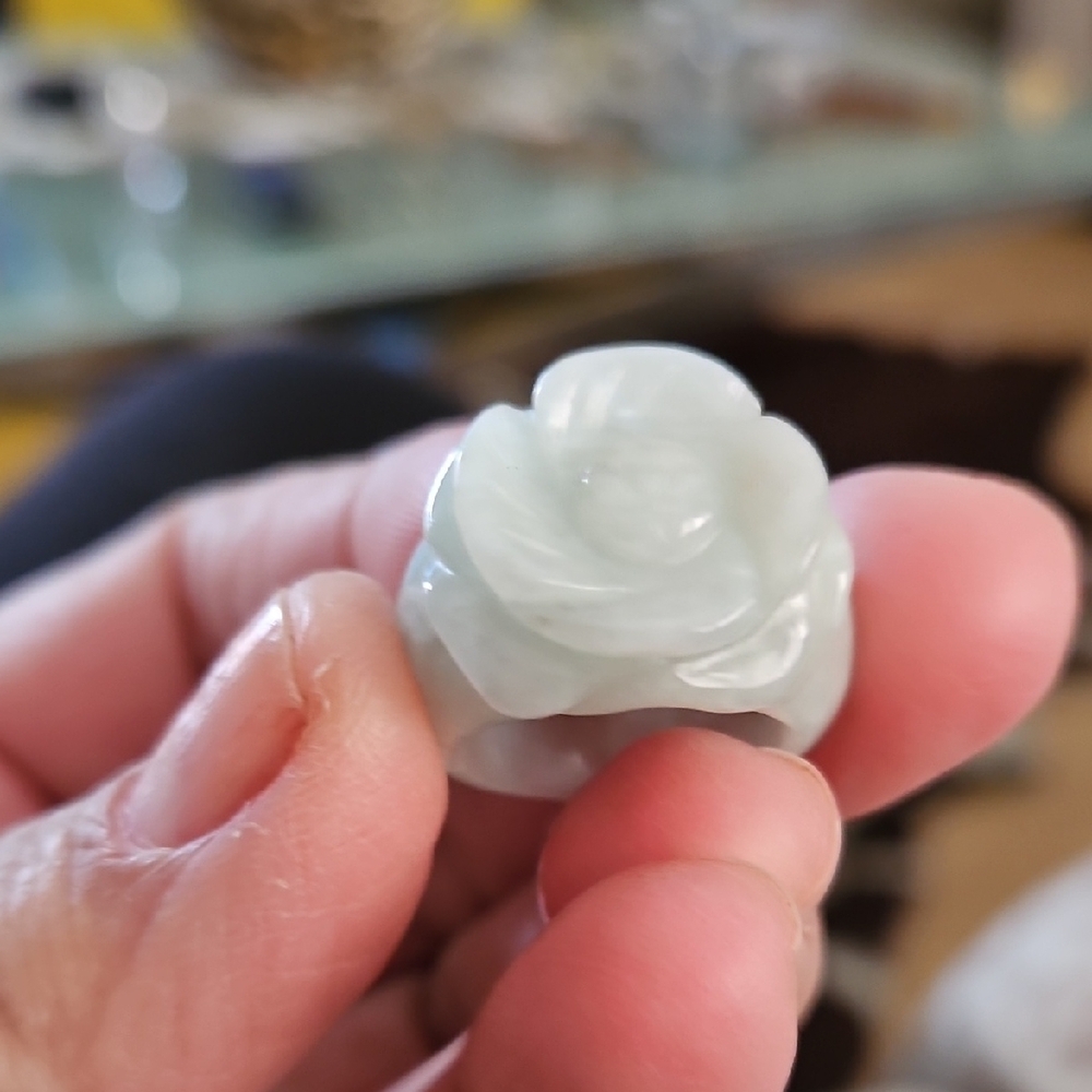 Elegant Jade Rose Ring